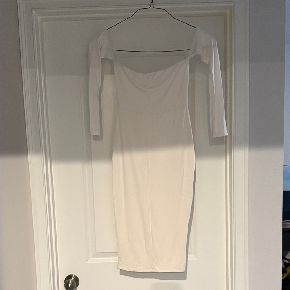 Elegant White Off-Shoulder sleeved Dress